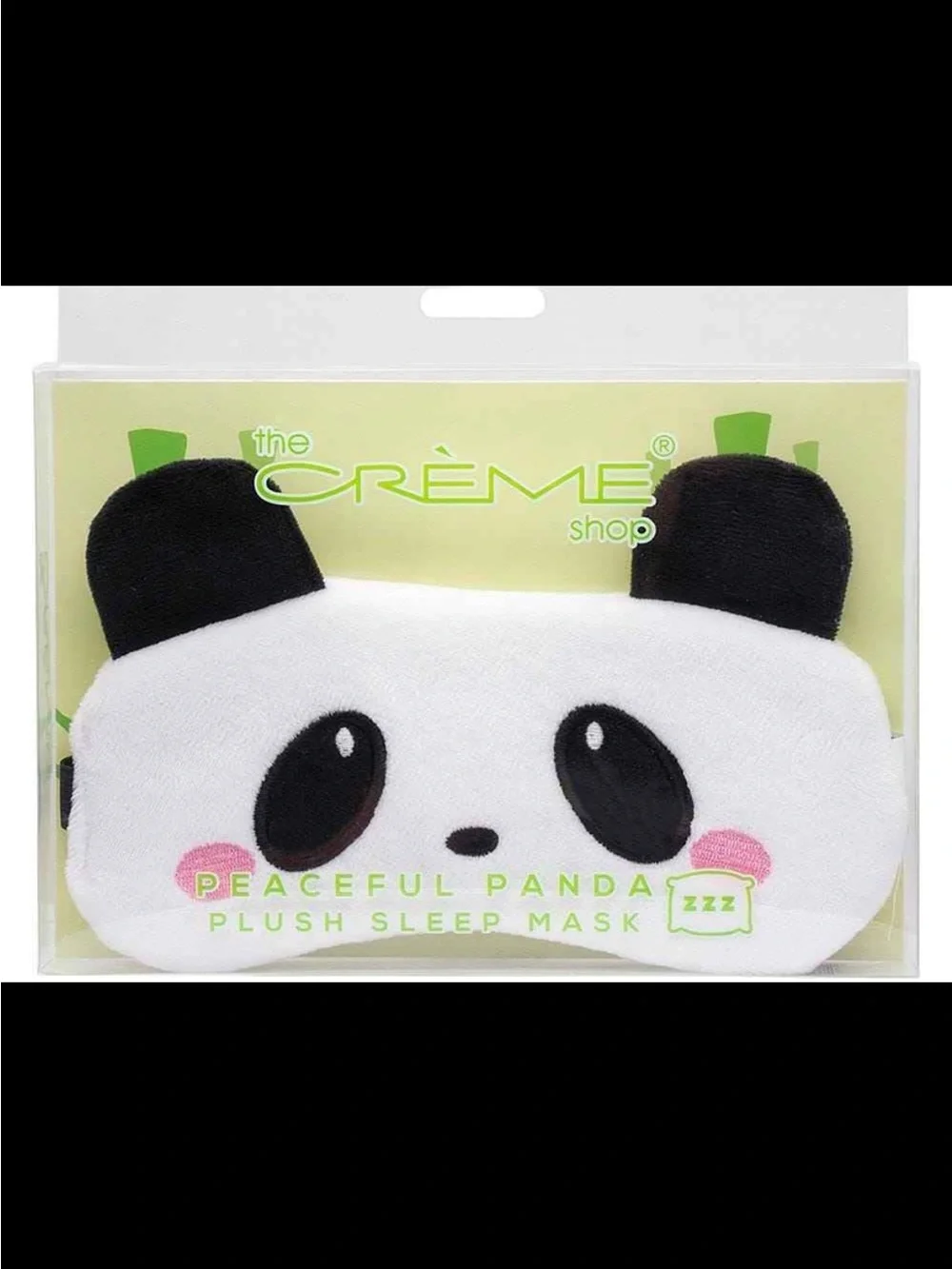 The Crème Shop Peaceful Panda Plush Sleep Mask - White & Black with Pink Cheeks